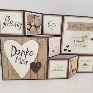 Große Faltkarte "Lieblingsmensch", Jahrestag, Hochzeitstag, Valentinstag, Liebe, Holz