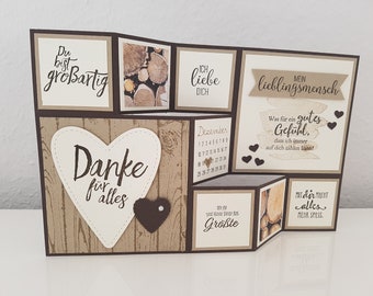 Large folding card "Favorite Person", anniversary, wedding day, Valentine's Day, love, wood
