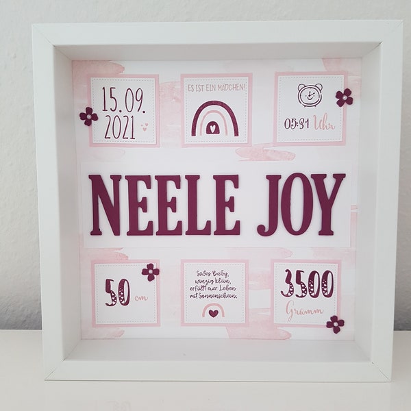 Baby-Bilderrahmen "Neele", Regenbogen, personalisiert, Geschenk zur Geburt