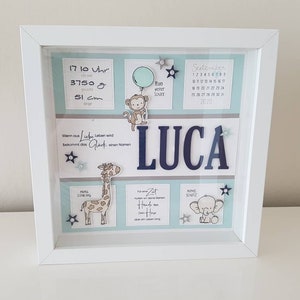 Baby-Bilderrahmen "Luca", Tiere, Handmade, Kinderzimmer, Deko