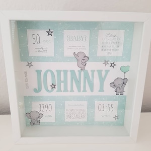 Baby-Bilderrahmen "Johnny", Elefanten, Geburt