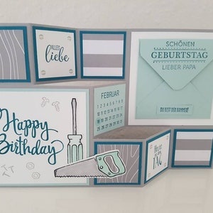 Große Faltkarte "Papas Geburtstag", Geburtstagskarte, Handwerker, Werkzeug