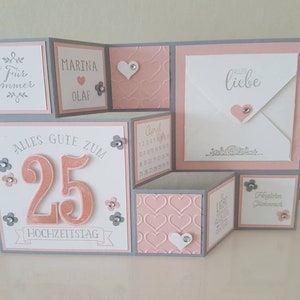 Large folding card for the silver wedding anniversary, customizable