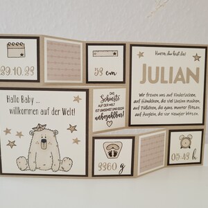 Große Faltkarte "Baby-Bär" zur Geburt, personalisierbar