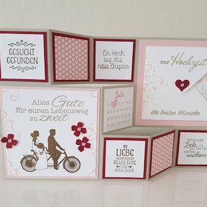 Große Faltkarte zur Hochzeit, Brautpaar, Tandem, handmade