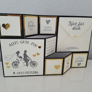 Große Faltkarte "Hochzeitstag", Gold, Handmade