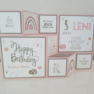 Große Faltkarte "Regenbogen" zum Geburtstag, Mädchen, Junge personalisierbar