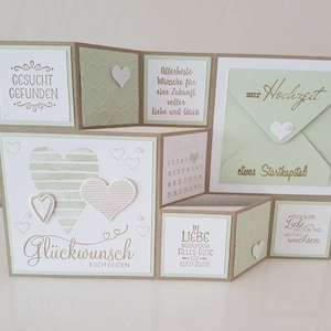 Große Faltkarte zur Hochzeit, lindgrün, Handmade
