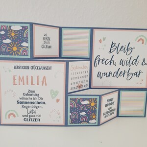 Große Faltkarte "Regenbogen" zum Geburtstag, Mädchen, Junge personalisierbar