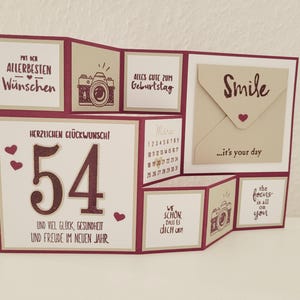 Große Faltkarte "Smile" zum Geburtstag, Fotografie, Kamera, Fotoshooting, personalisierbar
