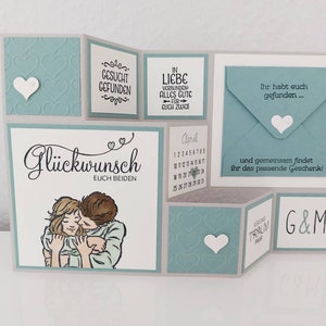 Große Faltkarte "Traumpaar", Hochzeit, mint, Wedding
