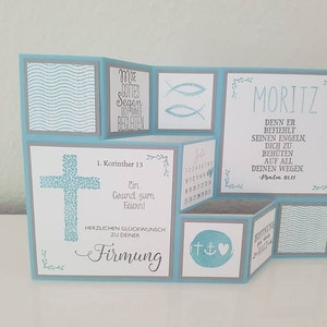 Große Faltkarte zur Konfirmation, Taufe, Kommunion, Firmung, personalisierbar