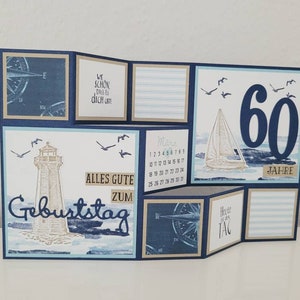 Large folding card for your birthday, maritime image 1
