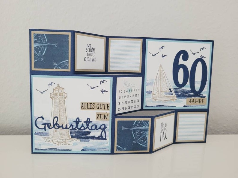 Large folding card for your birthday, maritime image 1