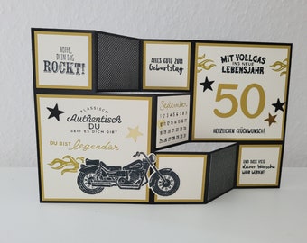 Große Faltkarte Zum Geburtstag, Motorrad, Mann, Freund, Biker