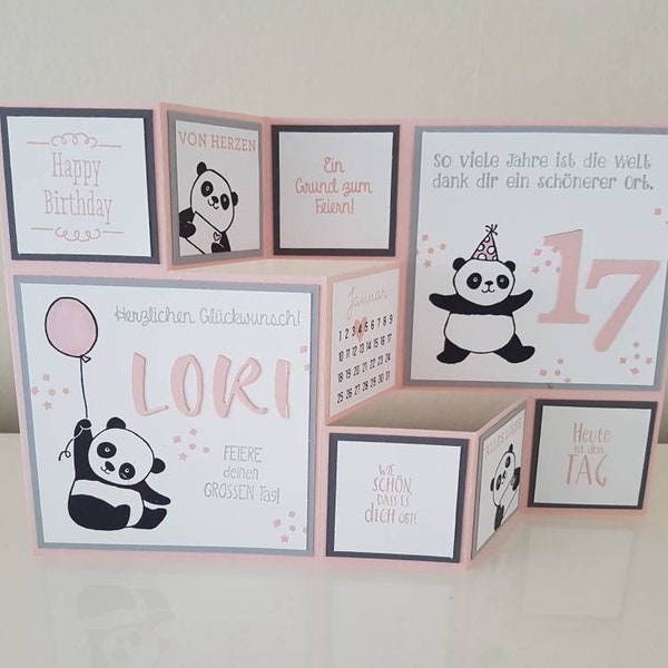 Große Faltkarte "Panda-Party" Zum Geburtstag, Pandabär