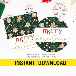 Christmas Cookie Tags Printable, Holiday Cookie Tag, Christmas Tag, Holiday Christmas Favor Tag, Digital, Instant Download