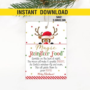 Etichetta alimentare magica per renne stampabile, etichetta regalo di Natale, etichetta alimentare per renne, etichetta alimentare per renne digitale