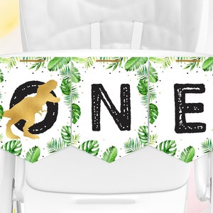 Dinosaur High Chair Banner, Dinosaur First Birthday Banner, High Chair garland, Instant Download