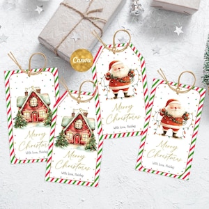 Christmas Gift Tag Template Editable, Holiday Party Favor Tag, Printable Christmas Gift Tag, Happy Holiday Tag