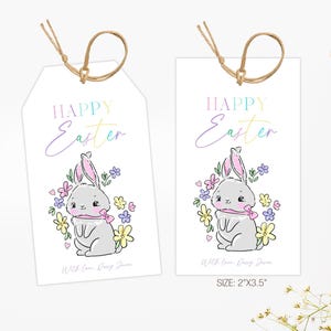 Osterhase Geschenkanhänger bearbeitbar, Frohe Ostern Tags, Frühling Geschenkanhänger, Frohe Ostern Tags, Osterhase Tags, Ostern Tags, Ostern Pastell Tag