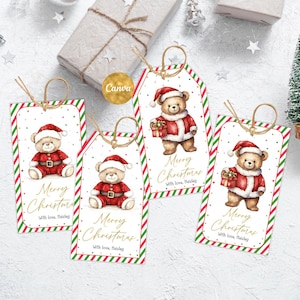 Christmas Gift Tag Template Editable, Holiday Party Favor Tag, Printable Christmas Gift Tag, Happy Holiday Tag