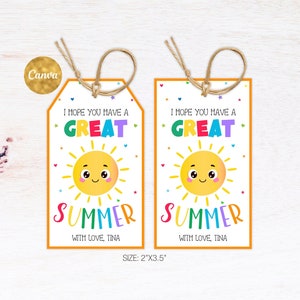 Espero que tengas excelentes etiquetas de verano editables, etiquetas de fin de año escolar, regalos del último día de clases para estudiantes, compañeros de clase, niños, etiquetas de regalo para fiestas.