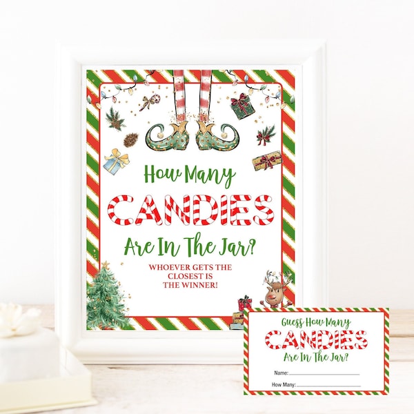 Christmas Candy Guessing Game Printable, How Many Candies Are in The Jar, Christmas Game Activity,Instant Download