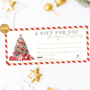 Christmas Gift Voucher Template Editable, Christmas Gift Coupon, Holiday Gift Certificate Printable, Instant Download