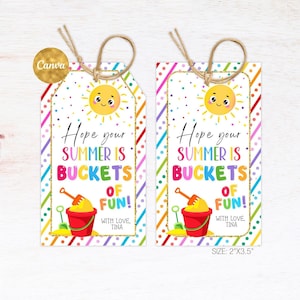 Ich hoffe, dein Sommer ist Eimer voller Geschenkanhänger Bearbeitbar, Eimer Klasse Vorschule Tag, Ende des Schuljahres Tags Vorlage zum ausdrucken, sofortiger Download