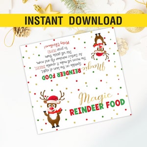 Magic Reindeer Food Treat Topper Printable, Christmas Topper Tag, Reindeer Food Label, Digital