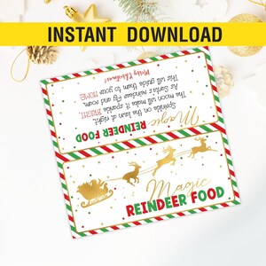 Magic Reindeer Food Treat Topper Printable, Christmas Topper Tag, Reindeer Food Label, Digital