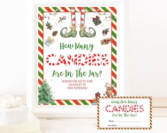 Christmas Candy Guessing Game Printable, How Many Candies Are in The Jar, Christmas Game Activity,Instant Download