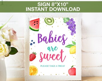 Babies are sweet Please Take A Treat Fruit Shower Sign, Baby Shower Sign, Summer Shower Sign, Printable Instant Download