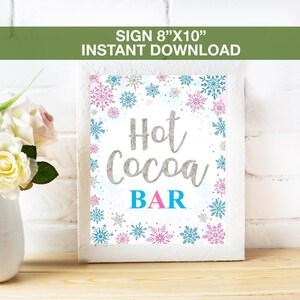 Winter Hot Cocoa Bar Sign Printable, Hot Chocolate Sign,Winter Wonderland, Hot Chocolate Sign Party Sign, Instant Download