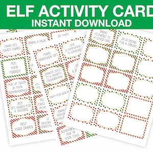 Tägliche Elfen Notizkarten zum Selbstausdrucken, Elfen Aktivität Kit, Weihnachtself Geschenkkarten, Akt der Kindness Karte, Digital