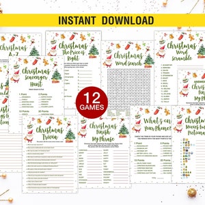Christmas Games Bundle, Christmas Game For family Printable, 12 Christmas Games, Instant Download