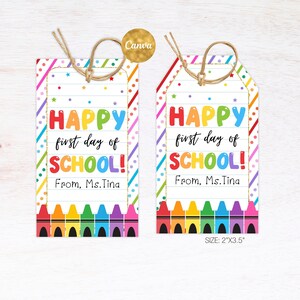 Erster Schultag bearbeitbar, Zurück zu Schultags zum Ausdrucken, Schulgeschenktasche für Schüler, Cookie-Tag-Vorlage für den ersten Schultag