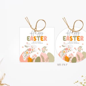 Osterhase Geschenkanhänger bearbeitbar, Frohe Ostern Tags, Frühling Geschenkanhänger, Frohe Ostern Tags, Osterhase Tags, Ostern Tags, Ostern Pastell Tag