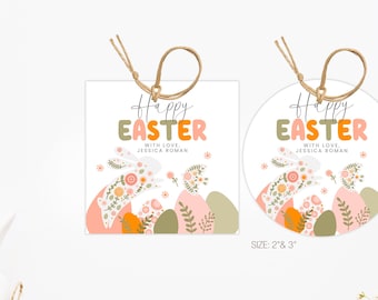 Etiquetas de regalo de conejito de Pascua editables, etiquetas de feliz Pascua, etiquetas de regalo de primavera, etiquetas de feliz Pascua, etiquetas de conejito de Pascua, etiquetas de Pascua, etiqueta de pastel de Pascua