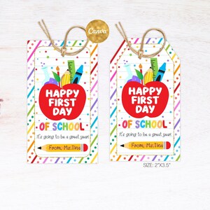 編集可能な新学期のタグ、印刷可能な新学期のタグ、学生向けの新学期のギフトバッグ、新学期のクッキータグテンプレート