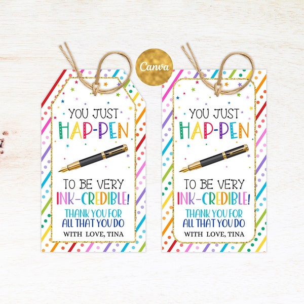 Teacher Appreciation Tags Editable, School Pen Gift Tag, Appreciation Week Gift Tag Template, Teacher Tag, Gift tag from student, Printable
