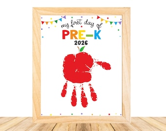 First Day of Pre-K Handprint Art, First Day of School, Handprint Pre-K Craft, Back to School DIY Crafts Kids, Instant Download