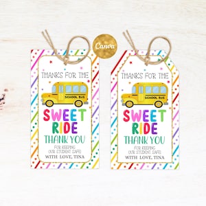 Etichetta di ringraziamento per l'autista di scuolabus, modificabile, fantastica etichetta di ringraziamento per l'autista di scuolabus, modello di etichetta regalo per la settimana di ringraziamento per il dolce viaggio