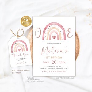 Editable Boho Rainbow Invitation Rainbow Invitation Boho Rainbow