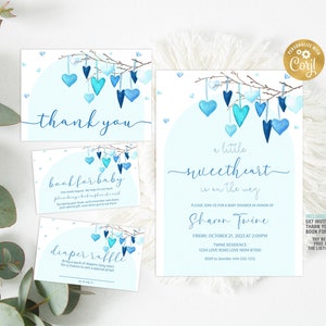 Ein kleiner Schatz Baby Shower Einladung Bundle bearbeitbar, Valentine Baby Shower Invite Set Vorlage Windel Raffle, Buch für Baby Card