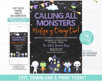 Halloween Birthday Invitation EDITABLE, Ghost Invitations, Costume Party,Spooktacular, Halloween Theme, Instant Download