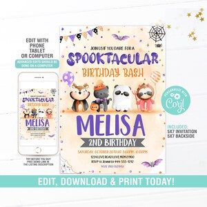 Editable Halloween Birthday Invitation, Spooktacular Spooky Birthday Party Invite, Pink Ghost Costume Party Girl, Instant Download