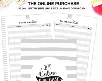 Online Shopping Tracker Printable, Online Purchase Planner, Order Tracker A5/A4/Letter/HalfSize