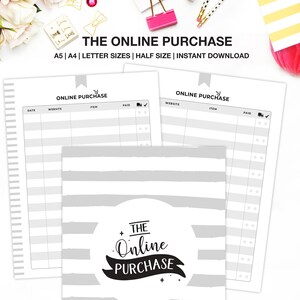 Online Shopping Tracker Printable, Online Purchase Planner, Order Tracker A5/A4/Letter/HalfSize